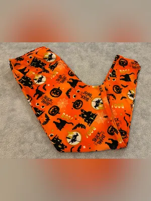 Women’s Terra & Sky Brand Halloween Orange Printed Leggings Size 1X thumbnail 7