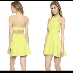 Elizabeth and James Womens Neon‎ Lime Green Halter Cutout Mini Dress Size 4 thumbnail 2