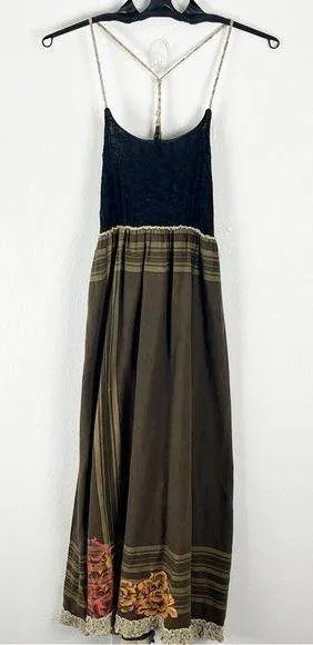 FREE PEOPLE Brown Sleeveless Knot Front Smocked Back Maxi Dress, Size 6 thumbnail 1