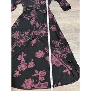 Whimsical‎ American Rag Midi Dress S Black Pink Floral Smocked Waist High-Low thumbnail 10