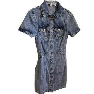 Pilcro Anthropologie Short-Sleeve Denim Button-Front Mini Dress 4 thumbnail 3