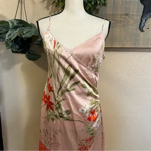 Lulus Remarkable Entrance Pink Floral Print Satin Midi Dress thumbnail 4