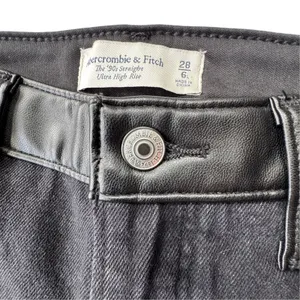 Abercrombie & Fitch Black 90s Straight Ultra High Rise Jeans Womens 6 Long NWT thumbnail 3