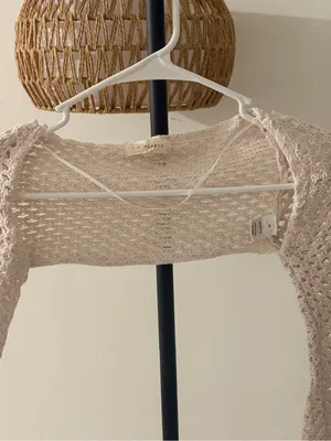 La Hearts Cream Open-Knit Crochet Cardigan thumbnail 2