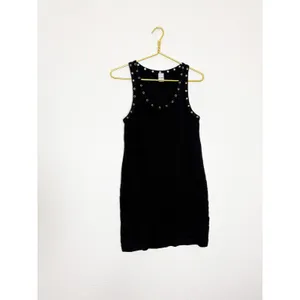 Re/Done Eyelet-Embellished Mini Dress Size Large Black Ribbed Grommet Grunge thumbnail 4