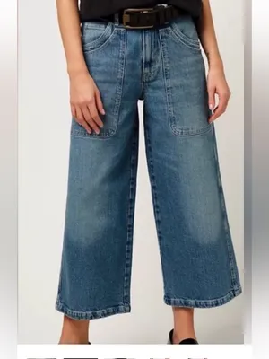 Free People mid rise crop wide leg sz 28 thumbnail 6