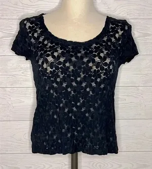Hollister black short sleeve top with lace front Size XS Y2K preppy thumbnail 1