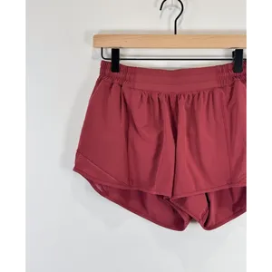 Lululemon Womens Shorts Red Hotty Hot Low Rise Lined Running Gym Size 8 Tall thumbnail 5