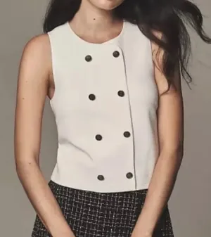 Anthropologie Dolan Left Coast Structured Vest Pullover White Cotton Size Medium thumbnail 1