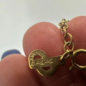 Christian‎ Dior Gold Tone Heart Shape Rhinestone Pendant Necklace thumbnail 10