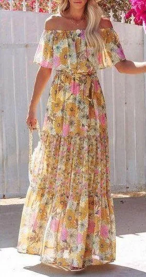 Vici You Glow Girl Floral Off The Shoulder Maxi Dress thumbnail 1