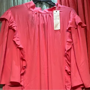 Elegant Pink Ruffle Dress Size XL thumbnail 2