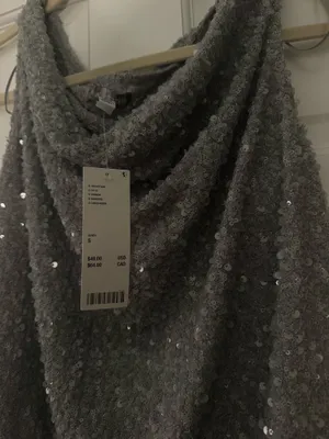 Urban Outfitters NWT Alix Asymmetric Off-The-Shoulder Ruched Sequin Crop Top thumbnail 5