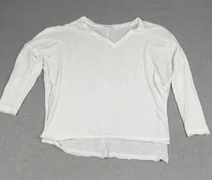 We The Free Shirt Womens Small White V-Neck Long Sleeve Lightweight Relaxed thumbnail 1