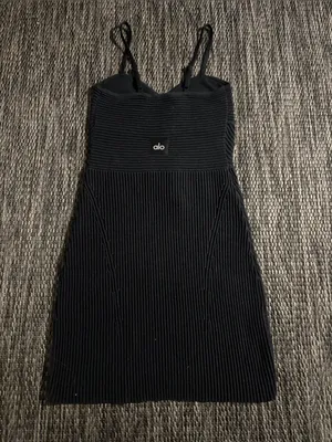 Alo Yoga Denim Knit Mini Dress Bodycon Black Size XS thumbnail 2