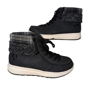 Billy Comfort Cuff Black Faux Shearling Plaid Adaptive High Top Sneakers 8W thumbnail 1