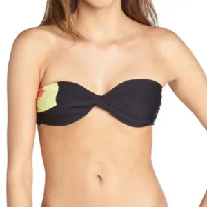 LSpace Black Contrast Geo Twist Bandeau Bikini Top D Cup Colorblock Y2K thumbnail 1
