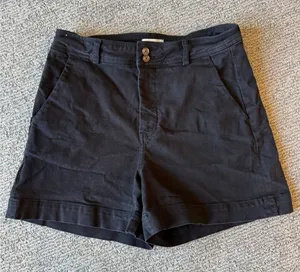 Bohme Womens Black High Waisted‎ Cotton Chino Shorts Size 29 Double Button thumbnail 1