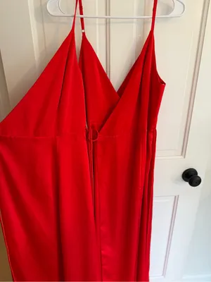 Free People x Fame & Partners Dea Red Satin Wrap‎ Maxi Dress Size 8 thumbnail 5