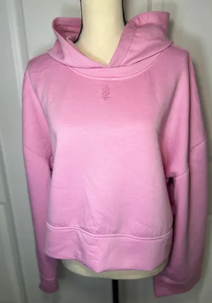 FP Movement Cropped Hoodie Relaxed Fit Large Pink‎ Logo Embroidered Activewear thumbnail 1