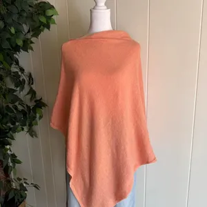 Cashmere Orange Luxury Poncho Boho Women's Shawl One Size thumbnail 5