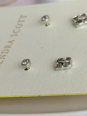 Kendra Scott Iris Rhodium Over Brass Stud Earring Set thumbnail 3