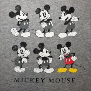 Disney Mickey Mouse XL Graphic T-Shirt Gray Black Cotton Blend thumbnail 3