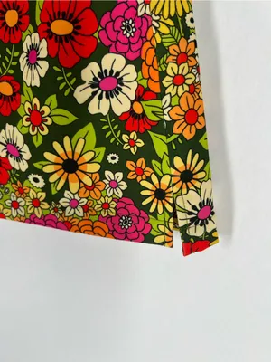 Sugar Thrillz Modern Love Floral Mini Skirt Green Retro 70s XS thumbnail 4