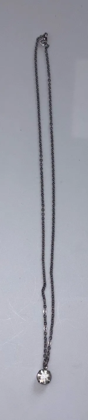Silver Circular Rhinestone Pendant Necklace thumbnail 1