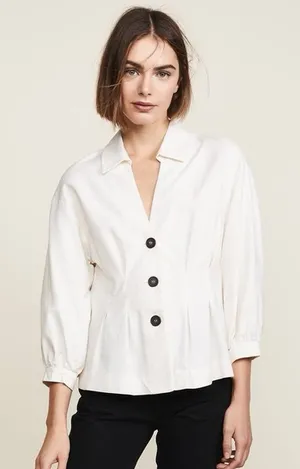 Free People Night Moves Top Ivory Size Medium Peplum Design thumbnail 1