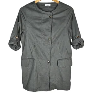 Mittoshop Gray Hemp Cotton Blend Button Up Utility Jacket 12970 Womens Medium thumbnail 2