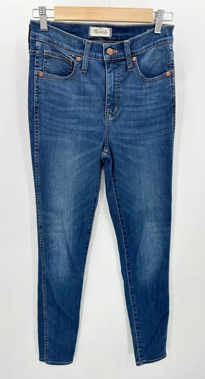 Madewell Women 26 TALL 10" High Rise Skinny Medium Wash Blue‎ Denim Jeans thumbnail 1