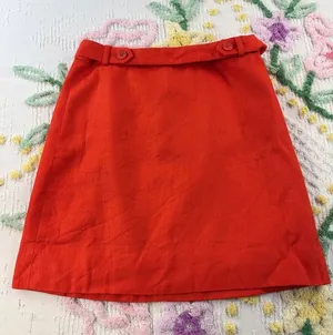 J. Crew Red Linen Skirt Size 0 Womens Mini A-Line Button‎ Accent Career thumbnail 1