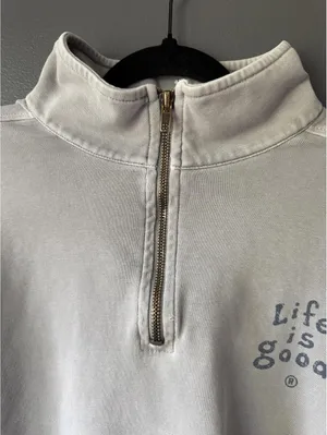 Life is Good Cropped Quarter-Zip Sweatshirt Mock Neck Pullover thumbnail 4