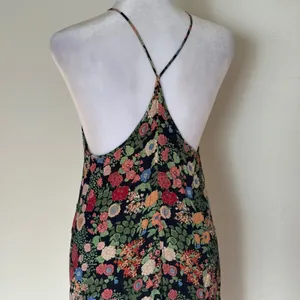 Zara Woman Floral Halter Midi Dress Black Multi Keyhole Backless XS thumbnail 3