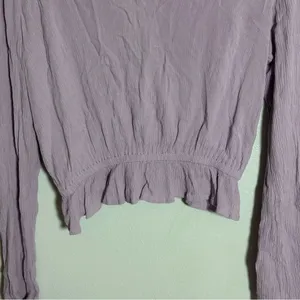 Express Women‎ Peplum Lilac Purple Long Sleeve Blouse V-Neck size Small thumbnail 3