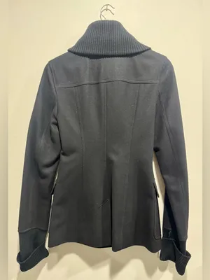 Burberry Brit Black Wool Blend Peacoat Rib Knit Collar Jacket thumbnail 3