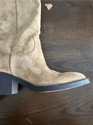 H&M Tall Suede Pull-On Boots in Tan thumbnail 3
