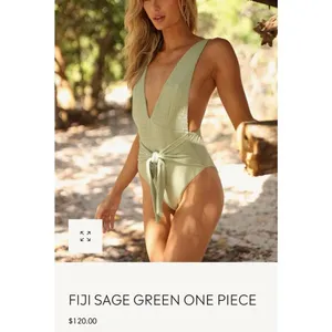 Salty Weekend Fiji Sage Green One Piece Swimsuit Size Large thumbnail 2