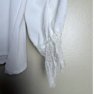 Women's Cold Shoulder Blouse S White Lace Long Sleeve Fairy Romantic Party Night thumbnail 6