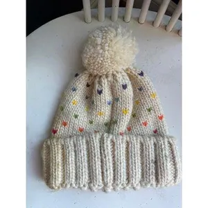 47 Brand UNC Tarheels Knit Pom Pom Beanie Hat with Multicolor Heart Pattern thumbnail 3