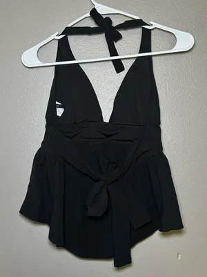 J. Crew Black Halter Peplum Tankini Swim Top Women’s Size Medium thumbnail 5