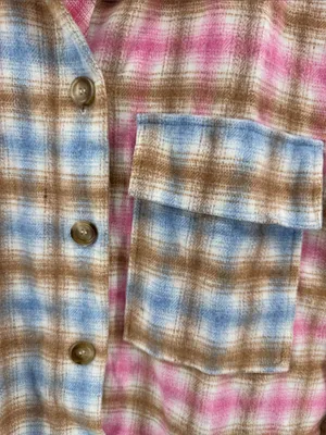 Timing Plaid Button-Down Shirt Jacket shacket flannel M oversized fall winter thumbnail 9