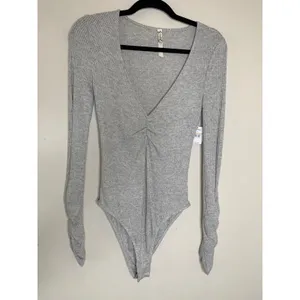 NWT Free People OB878253 Pebble Gray Cozy Up With Me Bodysuit Sz Small thumbnail 5