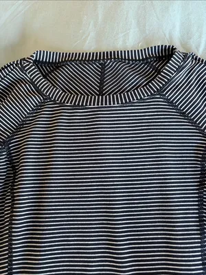 lululemon athletica Black and White Striped Long Sleeve Top thumbnail 3