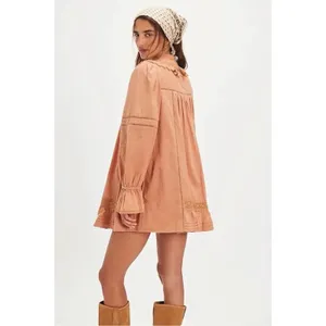 Free People Dainty Cottage Crochet 5 O'clock Tea Time Mini Dress Neutral Medium thumbnail 16