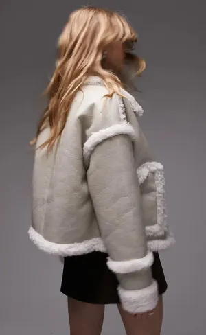 Topshop Faux Leather White Jacket thumbnail 2