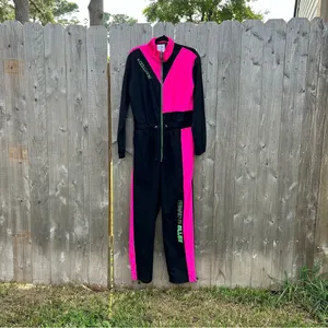 ASOS Collusion Brand Ski Style Indoor/outdoor Jumpsuit size‎ 10 black pink retro thumbnail 10