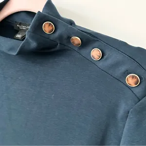 Ann Taylor Teal Long Sleeve Top with Button Detail NWT Lg thumbnail 2