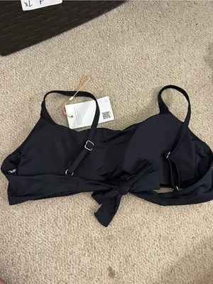 NWT Quince Italian Scoop Neck Bikini Top black large thumbnail 4